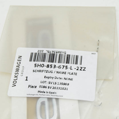 NEW VW GOLF MK8 REAR 'ETSI' EMBLEM BADGE INSCRIPTION 5H0853675L2ZZ ORIGINAL