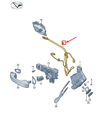 new vw golf cd mk8 rear left door lock cable 5h9972691c original