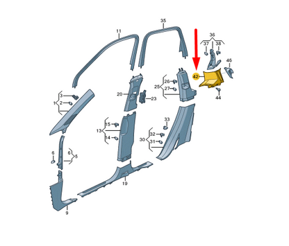 new vw touareg cr mk3 right side d- pillar trim 760867246qrub original