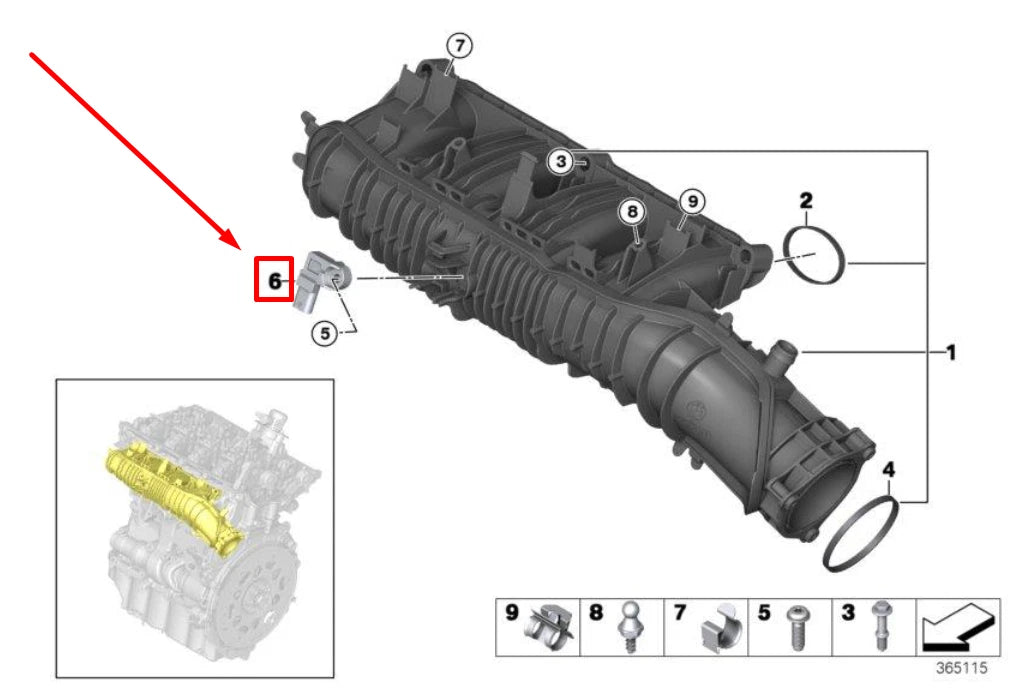 NEW BMW X1 F48 MAP SENSOR 13628637899 8637899 ORIGINAL
