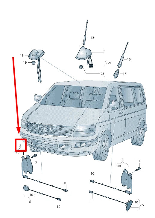 NEW VW TRANSPORTER T5 CALI WING MIRROR AERIAL 7E0035532A