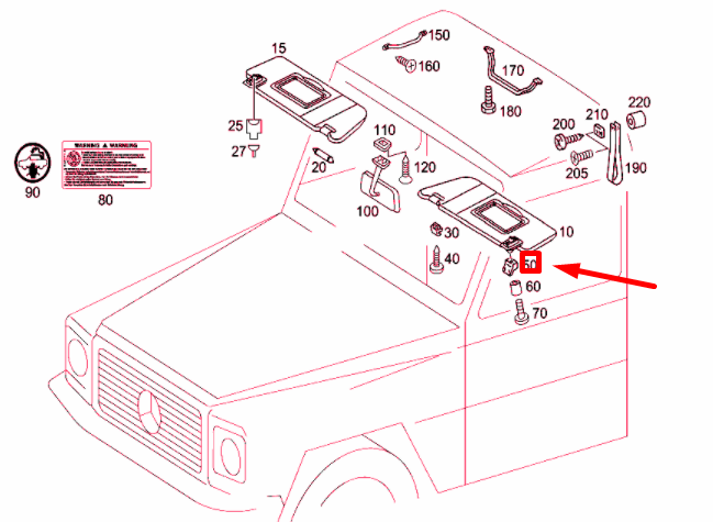 NEW MERCEDES-BENZ G W463 SUN VISOR CAP A46381100187101 ORIGINAL