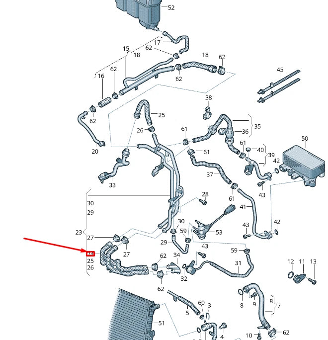 NEW VW TOUAREG 7P MK2 FEED/RETURN COOLANT HOSE PIPE RHD 7P6122073K