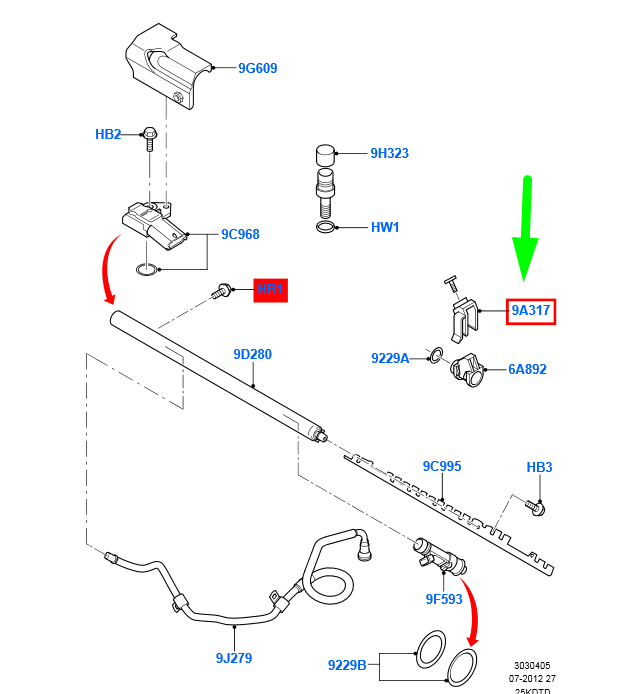 new ford kuga mk1 c394 fuel injector rail clip 1372567 6m5g-9b307-aa original