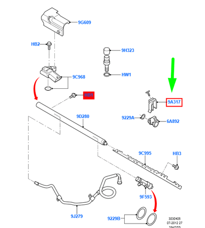 new ford kuga mk1 c394 fuel injector rail clip 1372567 6m5g-9b307-aa original