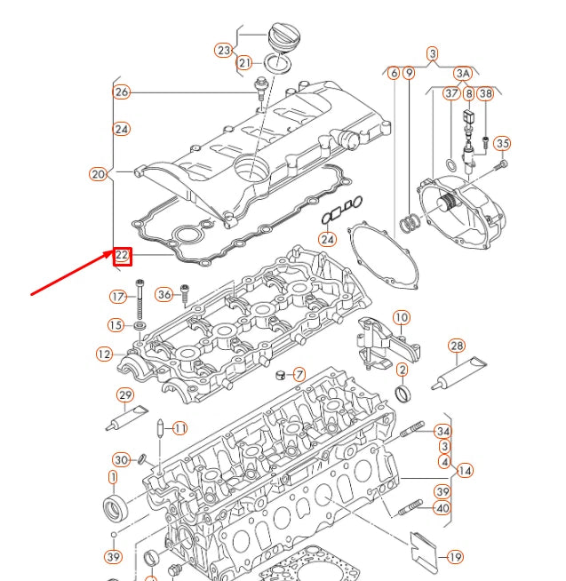 NEW AUDI A1 8X ENGINE VALVE COVER GASKET SEAL 06F103483D