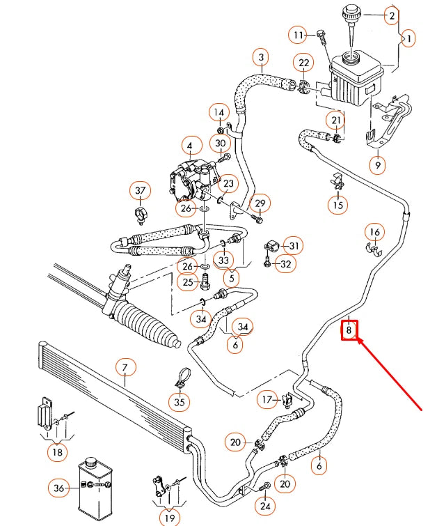 NEW AUDI Q7 4L POWER STEERING RETURN HOSE 7L8422890 ORIGINAL