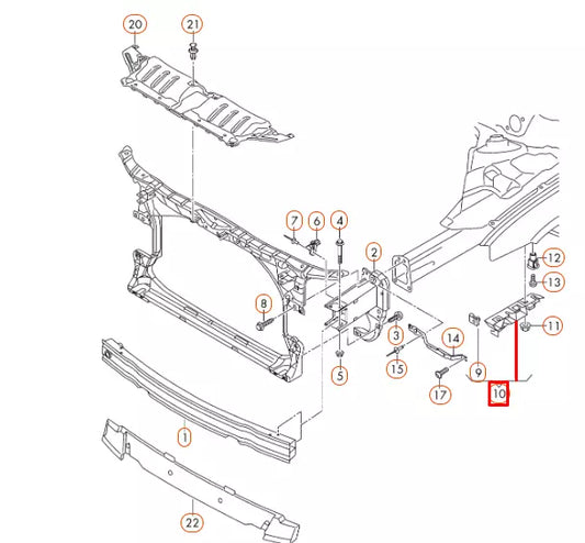 NEW AUDI A6 C7 FRONT RIGHT BUMPER BRACKET 4G0807284 ORIGINAL