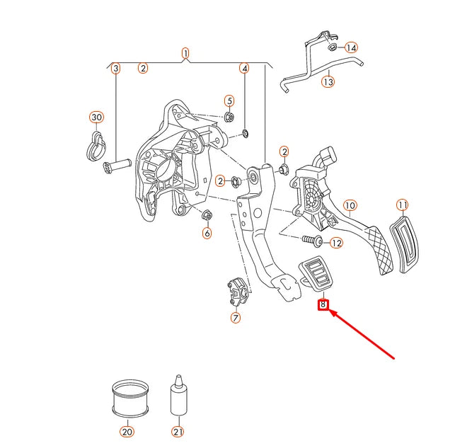 NEW AUDI A1 8X FOOT BRAKE PEDAL CAP RHD 5Q0723131A