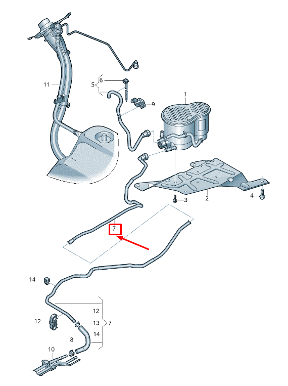 new audi a8 4n activated charcoal container breather line 4n0201995m original