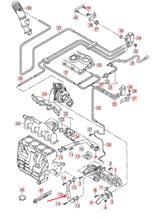 new audi a1 8x egr cooler connecting pipe 03l131521q 1.6 tdi original