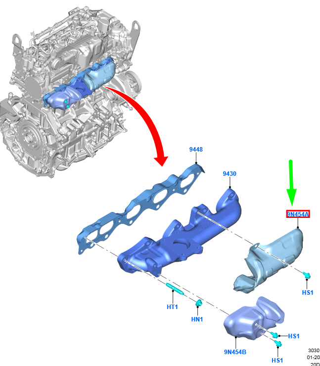 new ford kuga mk3 exhaust manifold heat shield 2266838 hg9q-9n454-aa original