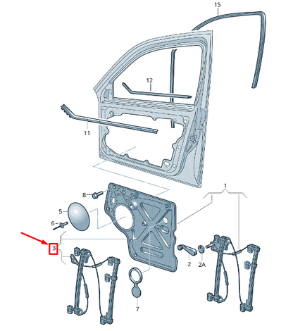 new vw multivan v 7hm mk5 front right door window regulator 7e0837754e original