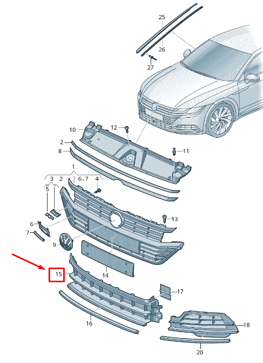new vw arteon 3h front lower center bumper grille 3g88536779b9 original