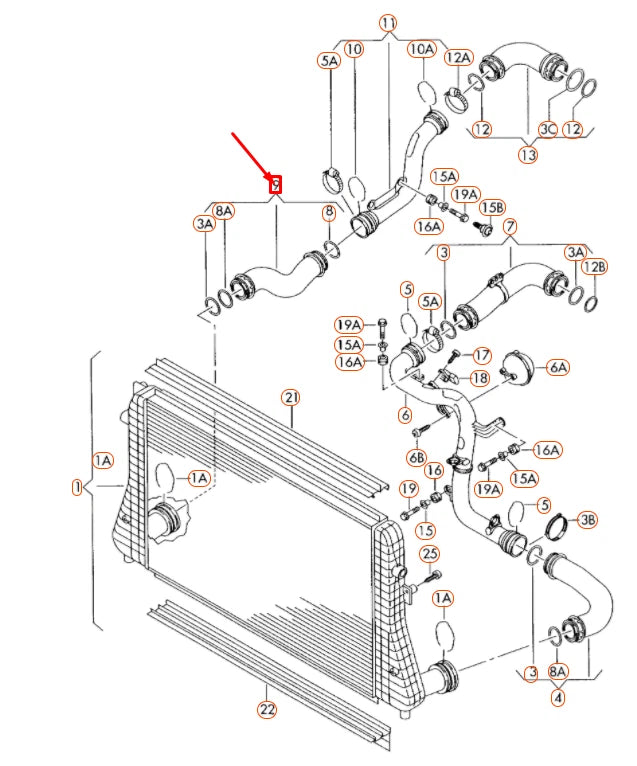 NEW VOLKSWAGEN PASSAT B6 CHARGE AIR COOLER CONNECTING HOSE 3C0145832Q