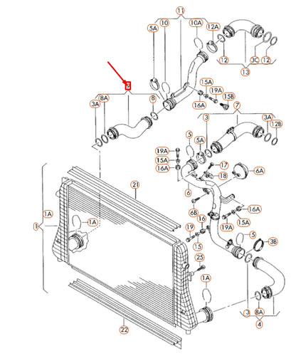 NEW VOLKSWAGEN PASSAT B6 CHARGE AIR COOLER CONNECTING HOSE 3C0145832Q