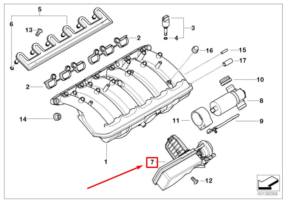 NEW BMW 5 E60 AIR INTAKE MANIFOLD FLAP ADJUSTER 7544806 11617544806 ORIGINAL