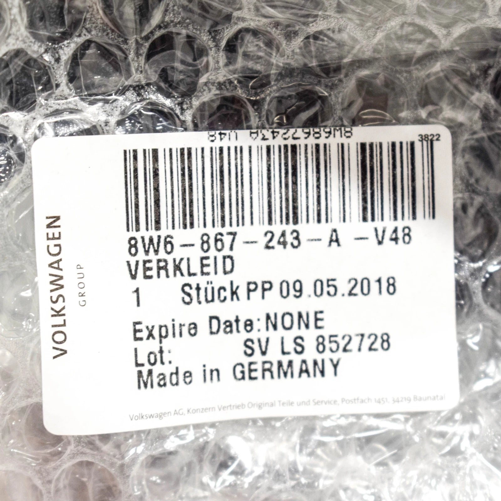 NEW AUDI A5 S5 8W6 LEFT SIDE PILLAR UPPER TRIM 8W6867243A V48 ORIGINAL