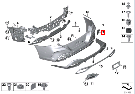 new bmw m8 gran coupe g16 rear right bumper finisher 51128075250 original