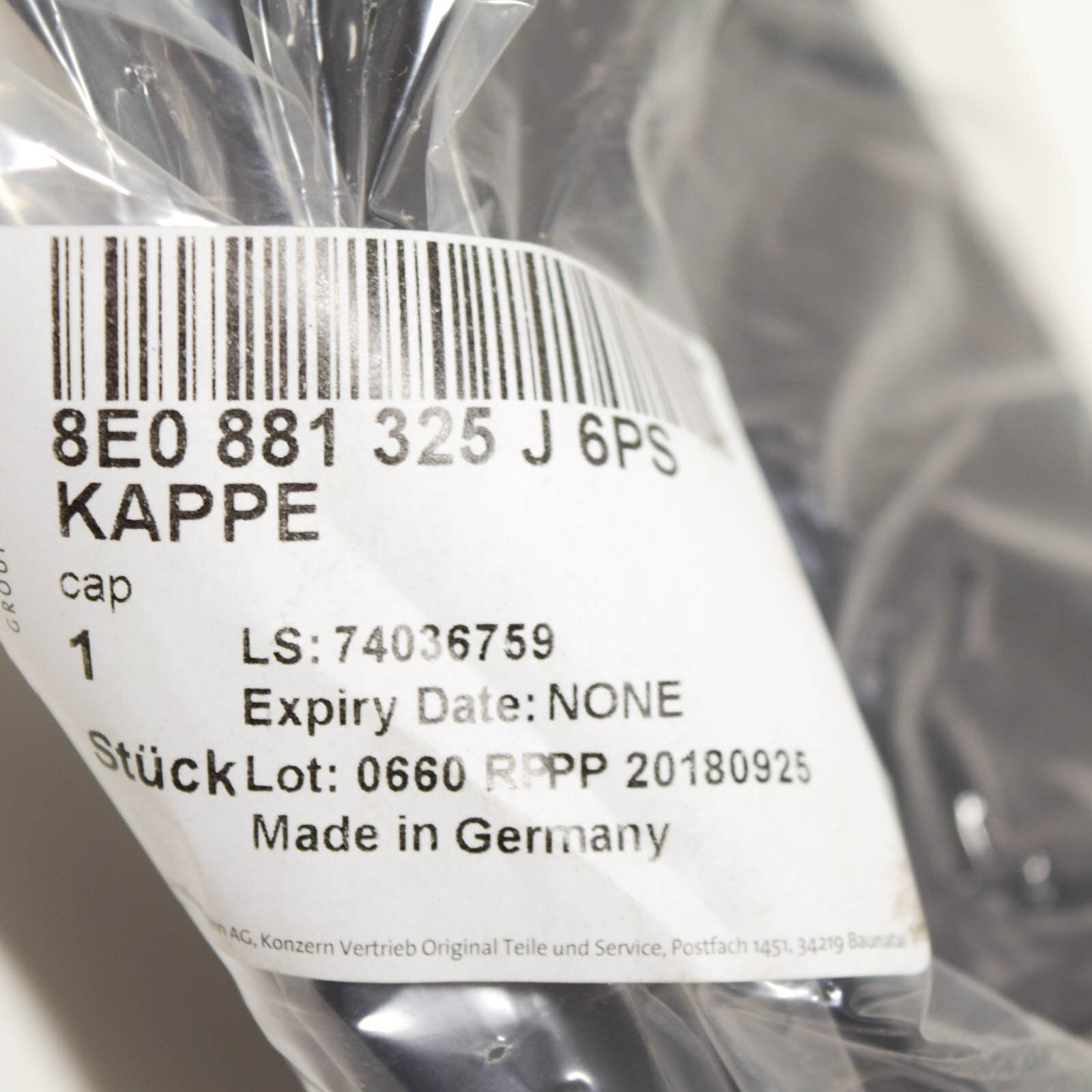 NEW AUDI R8 MK1 BUCKET SEAT COVER CAP LEFT OUTER FRONT 8E0881325J6PS ORIGINAL