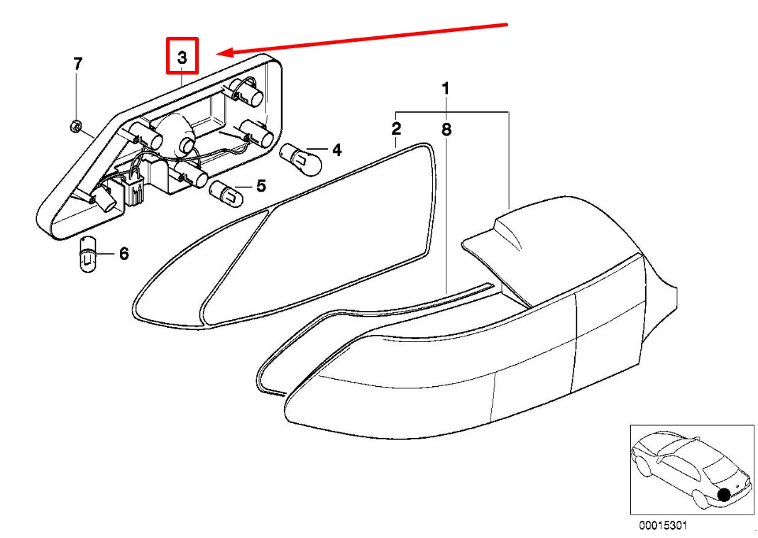 NEW BMW 3 COMPACT E36 LEFT TAIL LIGHT BULB CARRIER 63212695119 2695119 ORIGINAL