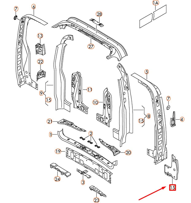 NEW VW TRANSPORTER T5 REAR PANEL RIGHT LOWER JUNCTION PLATE 7H0813918B ORIGINAL