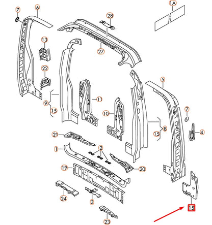 NEW VW TRANSPORTER T5 REAR PANEL RIGHT LOWER JUNCTION PLATE 7H0813918B ORIGINAL