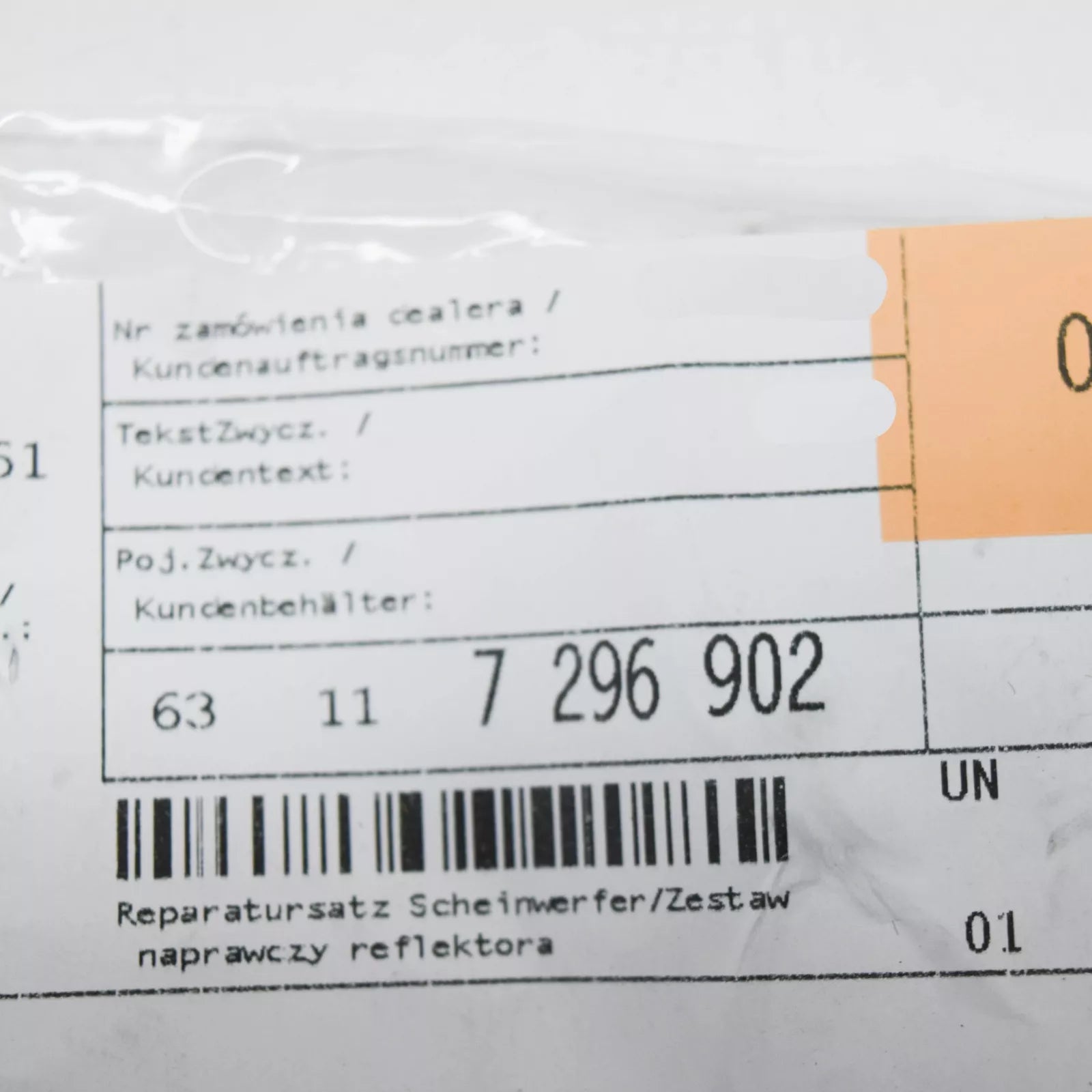 NEW BMW 5 F10 HEADLIGHT REPAIR KIT 63117296902 ORIGINAL