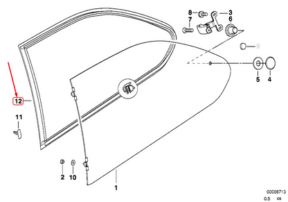 new bmw 3 compact e36 rear left window seal 51728146765 8146765 original