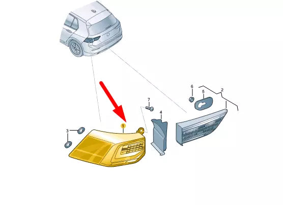 NEW VOLKSWAGEN GOLF MK8 REAR RIGHT OUTER LED TAILLIGHT 5H0945208A ORIGINAL