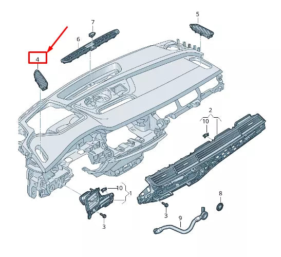NEW AUDI Q7 4M LEFT DASHBOARD AIR VENT INTAKE GRILLE LHD 4M1819793GZ5