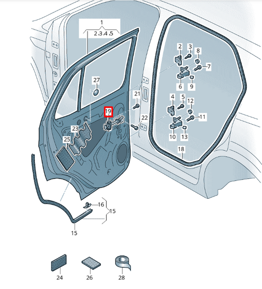 new volkswagen t-cross c11 rear door limiter 2gm839249b original