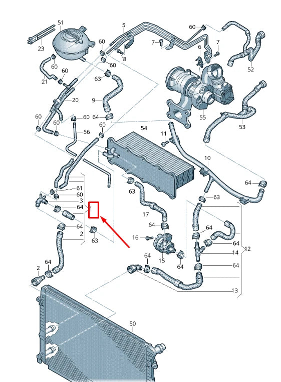 NEW VW GOLF VII 5G MK7 ENGINE COOLANT HOSE 5Q0122101AS