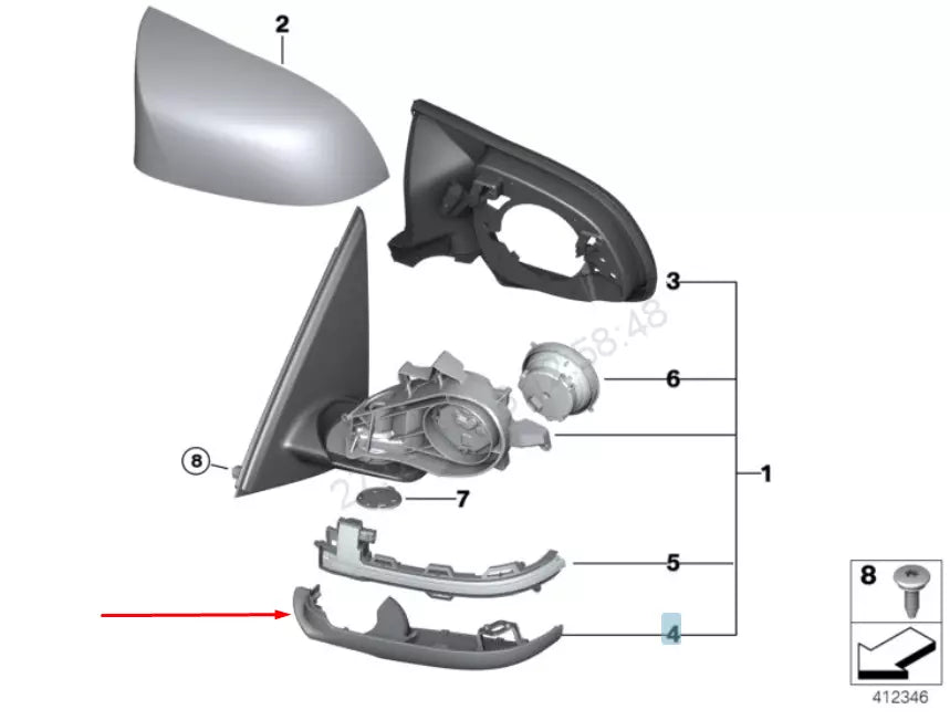 NEW BMW X5 F85 LEFT WING MIRROR LOWER COVER 51167327897 7327897 2015 ORIGINAL
