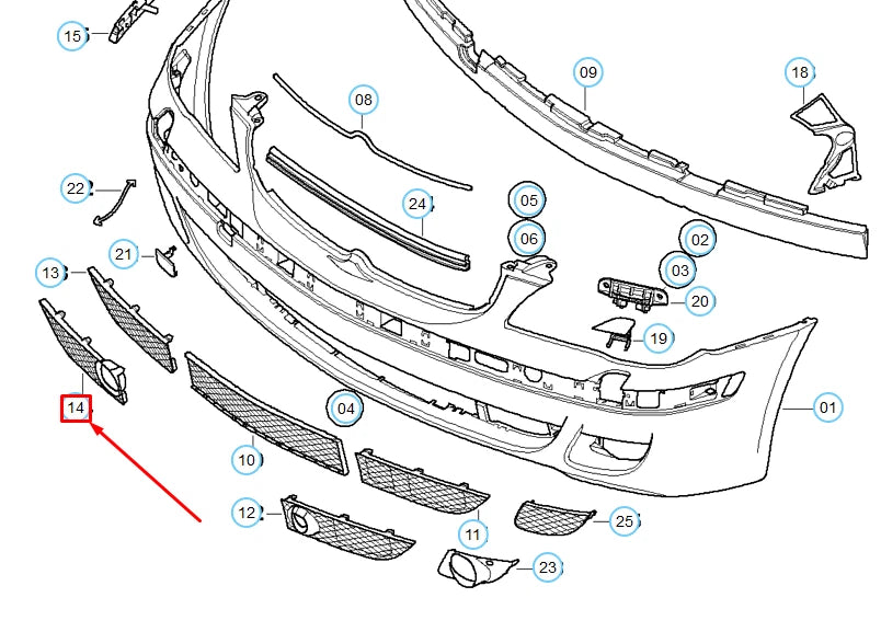 NEW BMW 7 E65 FRONT BUMPER RIGHT GRILL FOR ACC 51117135566 ORIGINAL