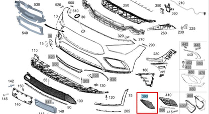 NEW MERCEDES-BENZ CLA COUPE C118 FRONT BUMPER LEFT GRILLE A1188856600 ORIGINAL