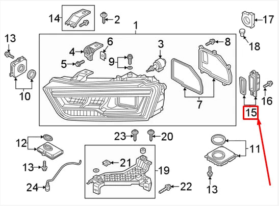 NEW AUDI Q3 8U FRONT HEADLIGHT LAMP LED UNIT 8U0941475E ORIGINAL