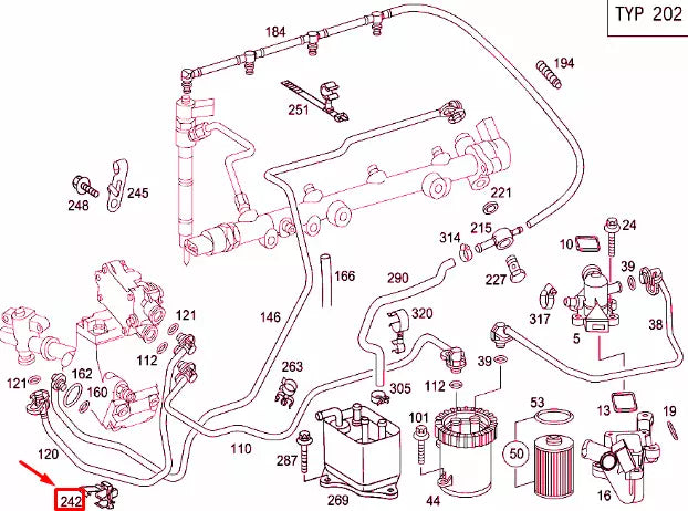 NEW MB C-CLASS W203 FUEL PIPE RETAINING CLIP A6110781241 ORIGINAL