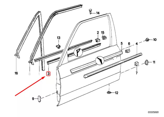 NEW BMW 3 CONVERTIBLE E30 FRONT LEFT DOOR INNER WEATHERSTRIP 51211942821