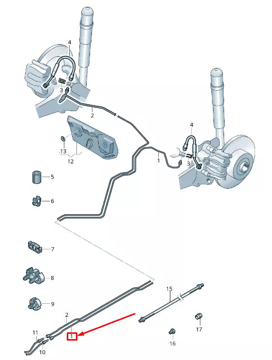 NEW AUDI Q3 F3 BRAKE LINE FROM CONNECTING PART TO BRAKE HOSE 5QF614741AB