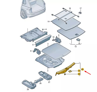 NEW VW TIGUAN AD MK2 TRUNK LOCK CARRIER COVER TRIM 5NA863459E82V ORIGINAL
