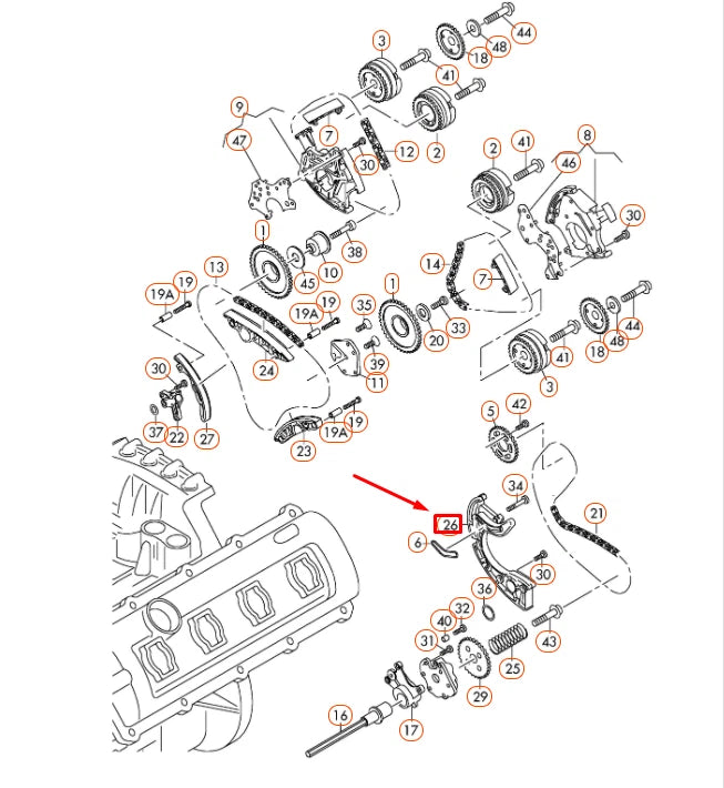 NEW AUDI A4 B7 ENGINE LOWER TIMING CHAIN TENSIONER 06E109507D