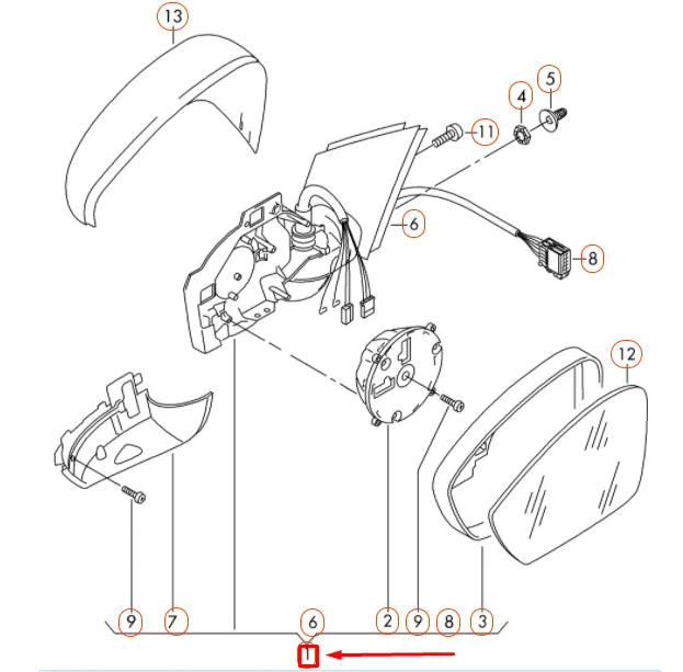 NEW VW POLO 6R MK5 FRONT RIGHT SIDE MIRROR HOUSING LHD 6C18575089B9 ORIGINAL