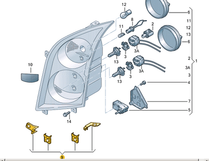 NEW VW CRAFTER 2E FRONT LEFT HEADLIGHT REPAIR HOUSING KIT 2E0998225 ORIGINAL