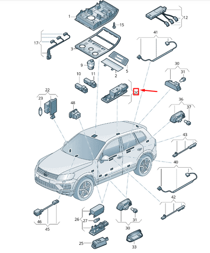 NEW VW TOUAREG 7P MK2 RIGHT LED READING LIGHT 7P6947292T95T ORIGINAL