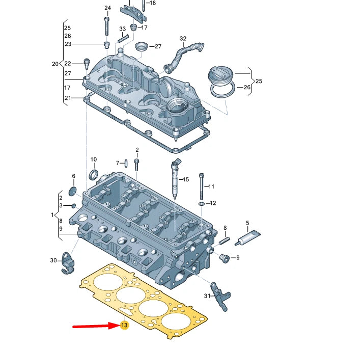 NEW VOLKSWAGEN POLO 6R MK5 CYLINDER HEAD GASKET 03L103383DB ORIGINAL