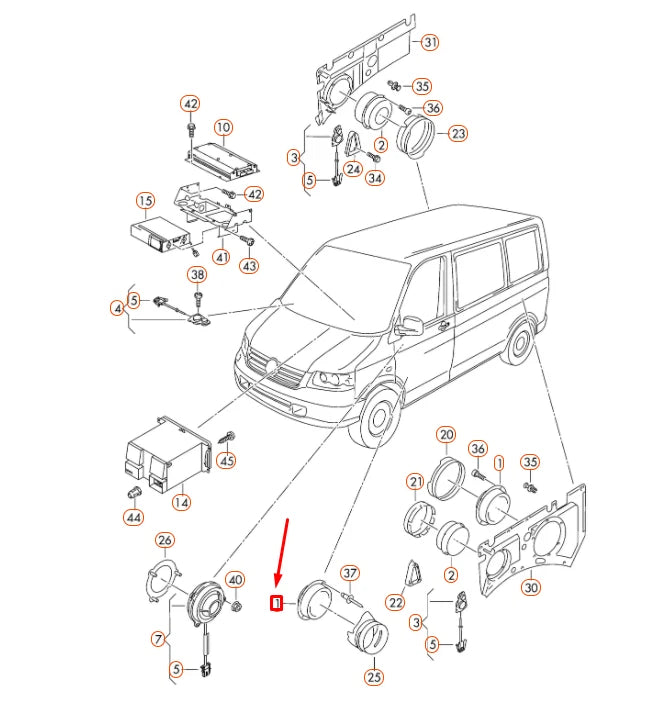 NEW VOLKSWAGEN TRANSPORTER T5 FRONT DOOR BASS LOUDSPEAKER 7E0035454B ORIGINAL