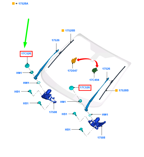 new ford b-max b232 frond windshield wiper cover 1781444 av11-17c526-aa original