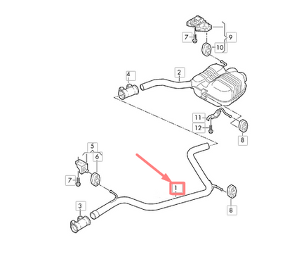 new volkswagen passat b8 3g rear silencer intermediate pipe 3q0253409ad original