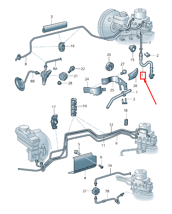 NEW VW BEETLE CABRIO 1Y FRONT BRAKE HOSE 1J0611701N ORIGINAL